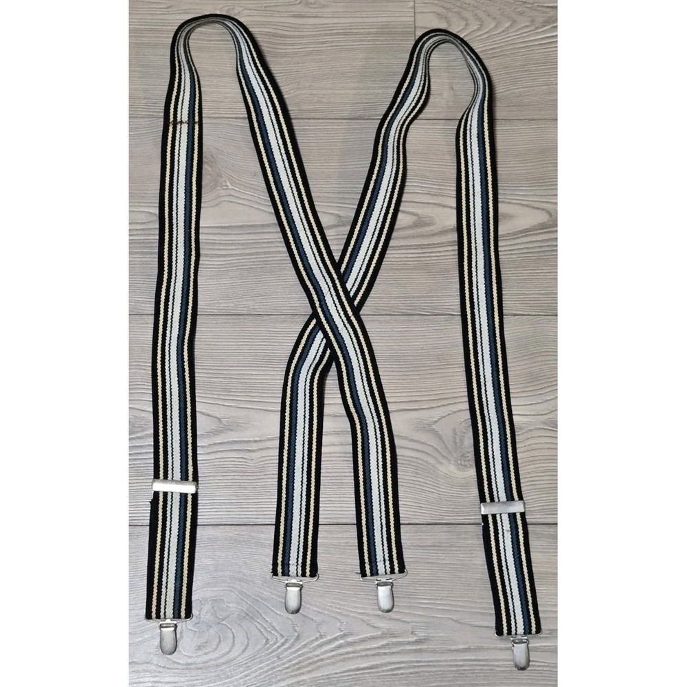 Pelican USA Southwestern Stripes Y-Back Silver Clip Down Suspenders Braces 1.25"